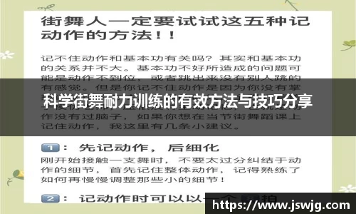 科学街舞耐力训练的有效方法与技巧分享