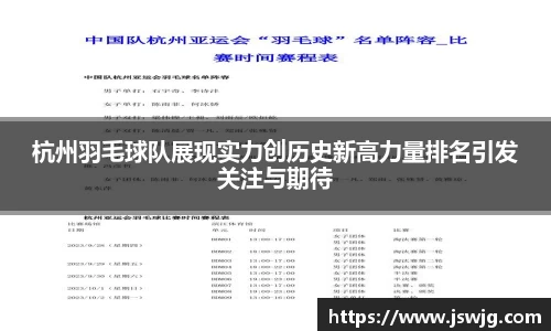 杭州羽毛球队展现实力创历史新高力量排名引发关注与期待